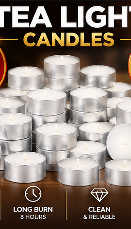Tea Lights Wax Candles 4/8 Hour Long Burn White Unscented Tealights 200 Pack