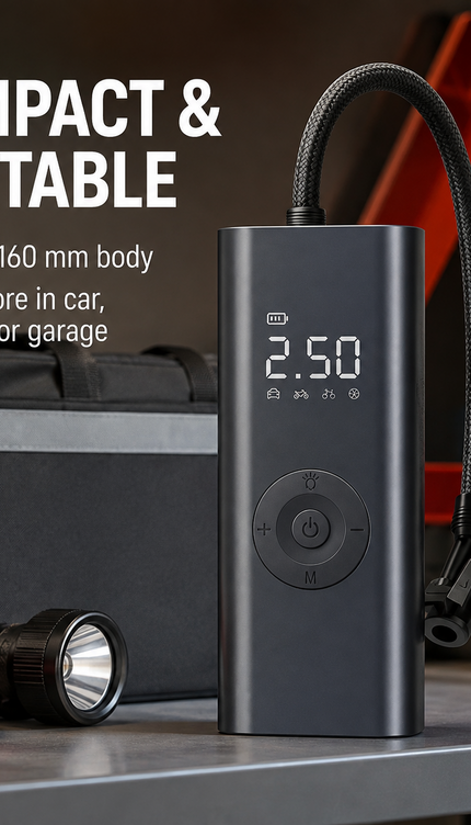 Car Tyre Inflator 150PSI Cordless Air Compressor Digital Pump 3000mAh Battery
