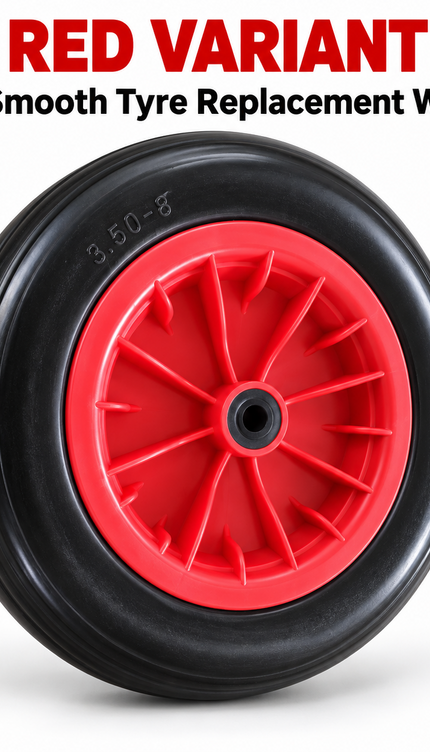 14" 3.50-8 Puncture-Proof Wheelbarrow Replacement Wheel- Black & Red