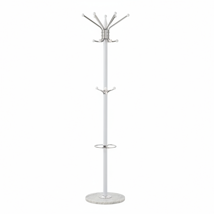 White Marble Coat Stand Rack Garment Clothes Umbrella Hallway Standing Hanger