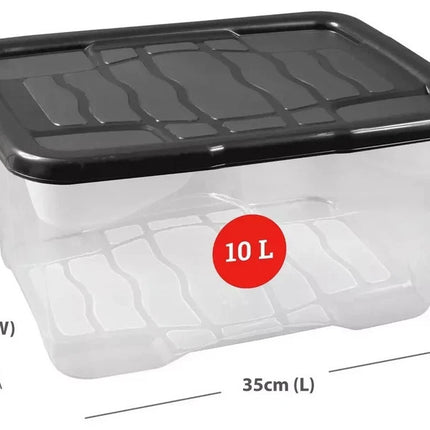 Curve Storage Box With Lid 10 Liters Clear Plastic Underbed Home Organizer Box