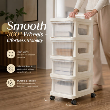 4/5 Tier Plastic Storage Trolley Drawers on Wheels Office Desk Home Organiser