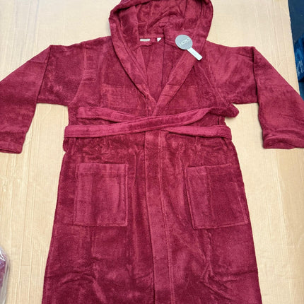 S/M Unisex Cotton Terry Bathrobe – Burgundy
