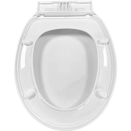 Universal Soft Close Toilet Seat White Plastic Oval Bathroom WC Lid with Fitting