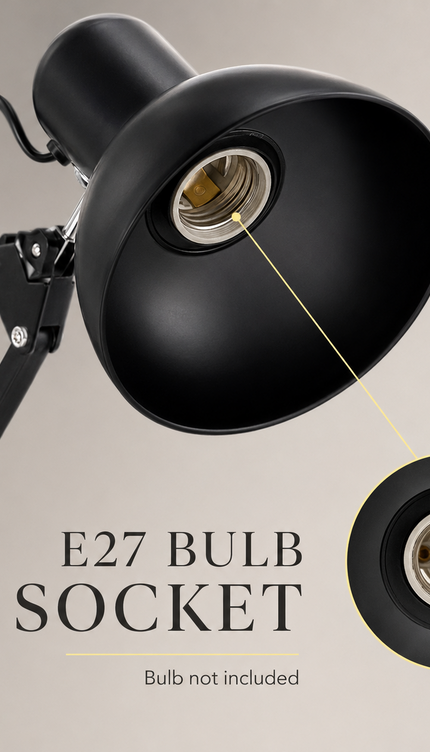 Desk Lamp E27 Swing Adjustable Arm Table Light with Clamp Reading Craft Work