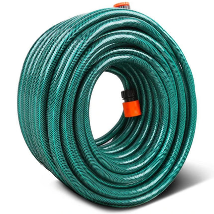 15m Reinforced Garden Hose Pipe with Spray Nozzle & Fittings Watering Tube