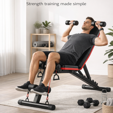 Weight Bench Adjustable Incline Foldable Strength Training Full Body Workout Gym