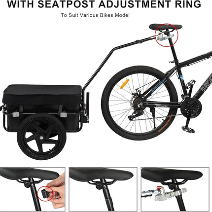 Bike Cargo Trailer with Storage Box & Waterproof Cover