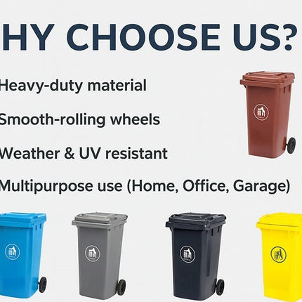 Outdoor Wheelie Bin Trash Can 100L/120L EN840 Large Rubbish Waste Dustbin
