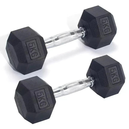 Hex Dumbbells Set 2.5kg-20kg Pair Rubber Encased Hexagonal Weight Lifting Gym