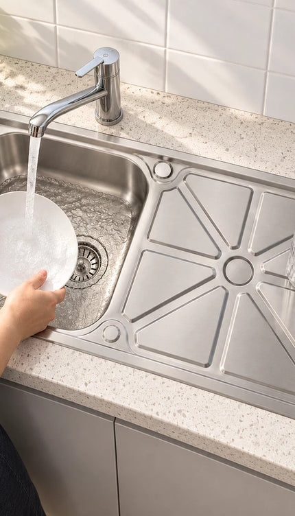 Stainless Steel Single Bowl Kitchen Sink with Draining Board