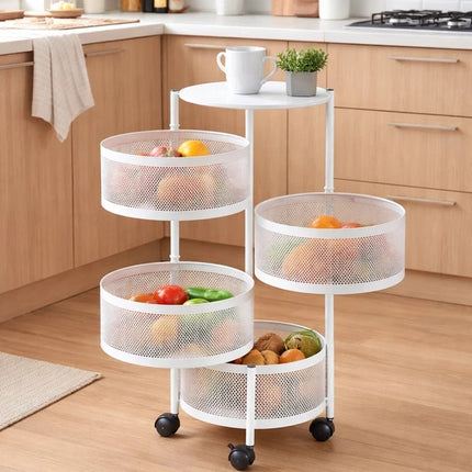 Storage Rack Rotating 5 Tier Kitchen Vegetable Bathroom Organizer Shelf