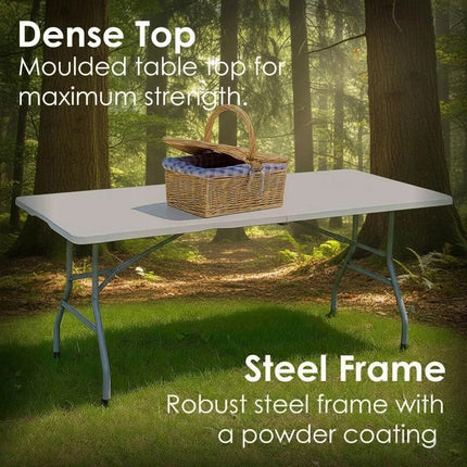 6ft CATERING CAMPING HEAVY DUTY PORTABLE FOLDING TABLE PICNIC/BBQ/PARTY - USED