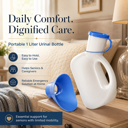 Unisex Urinal Bottle With Lid Funnel 1L Patients Travel Camping Pee Container