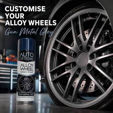 2x AX Gun Metal Grey Alloy Wheel Spray Paint 300ml Smooth Finish Fade Resistant