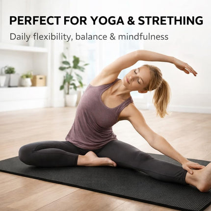Yoga Mat Thick 10mm Non-Slip PVC Exercise Floor Mat For Gym Pilates & Home