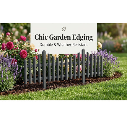 Garden Edging Fence 10PCS Wood Effect Lawn Border