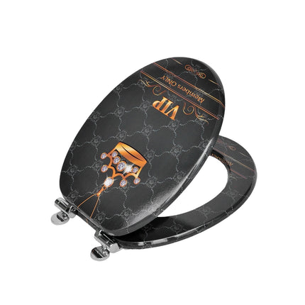 18'' Universal Wooden Toilet Seat Easy Fit Bathroom WC Seat with Fittings