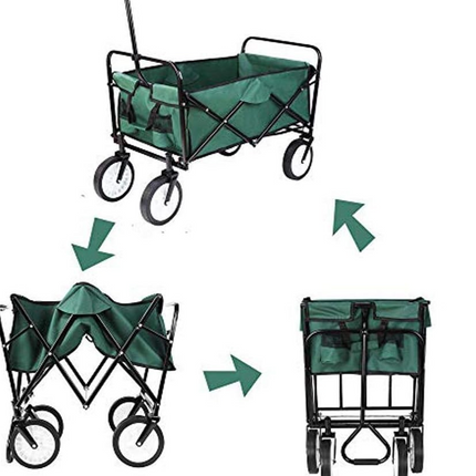 Collapsible Folding Wagon Trolley Cart 80kg On Wheels Festival Camping & Garden