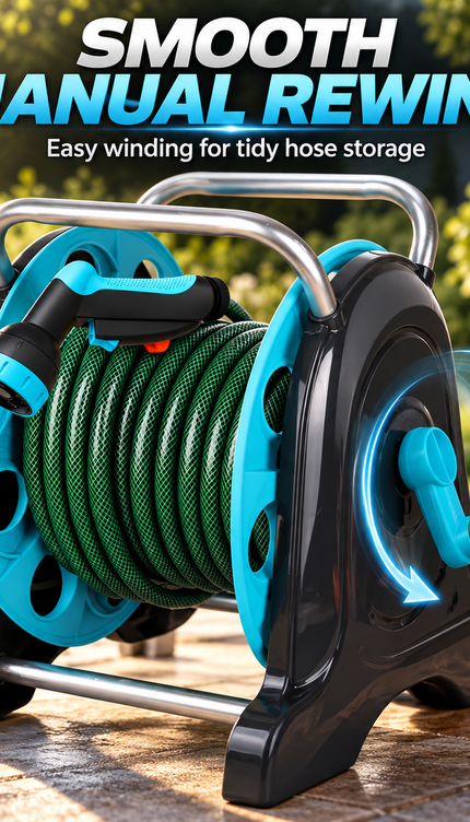 Garden Hose Reel Cart with 1/2in 20M Hose Portable Trolley Spray Nozzle Outdoor