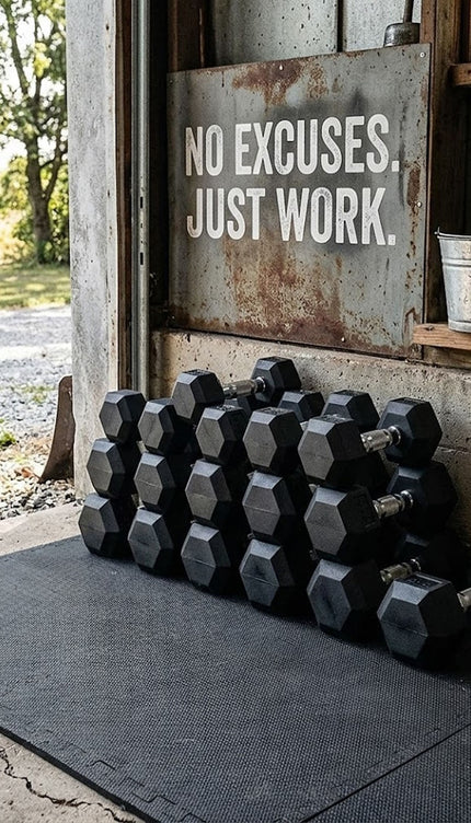 Hex Rubber Dumbbells – Single or Pair, 2.5–20kg
