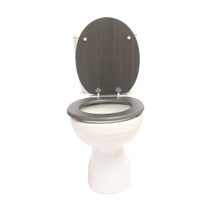 18" Universal Toilet Seat MDF Wooden Bathroom WC Easy Fit + Fittings Novelty
