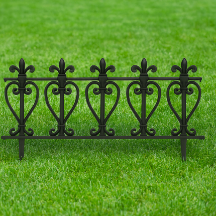 Garden Edging Fence 10PCS Black Wood Effect Lawn Border Panels