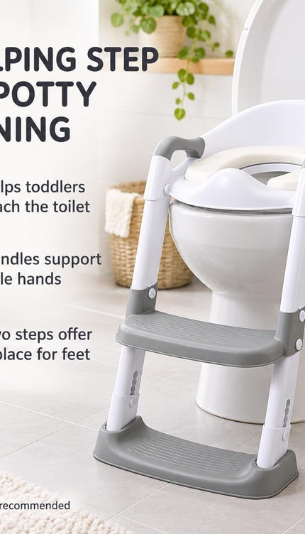 Toddler Potty Training Toilet Seat Step Ladder Adjustable Non Slip Cushioned