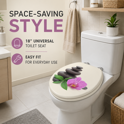 18" UNIVERSAL BATHROOM TOILET SEAT WOODEN EASY FIT WC SEAT WITH FITTINGS