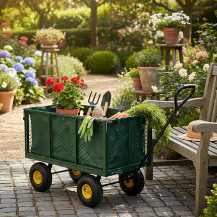 Garden Trolley TRAILER Deluxe High Sided Cart 500kg H Duty Festival Camping LARG