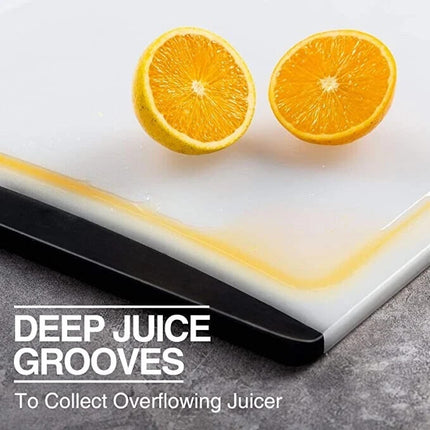 Kitchen Plastic Cutting Board With Juice Grooves with Easy Grip Handle 14x10 cm