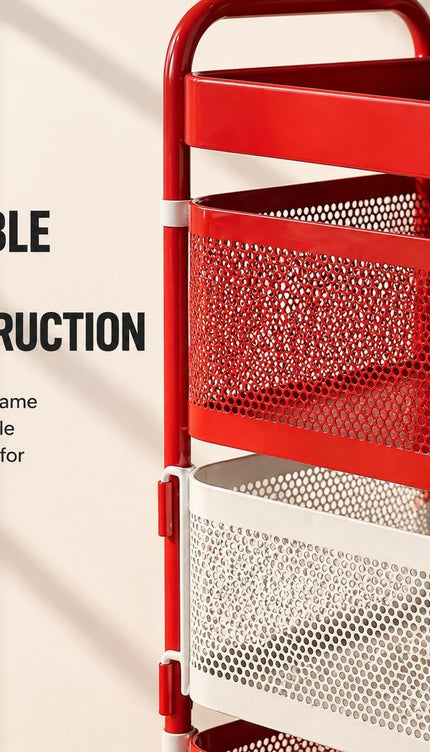 Rotating Storage Rack 5 Tier Square Shelf Kitchen Bathroom Trolley Organizer