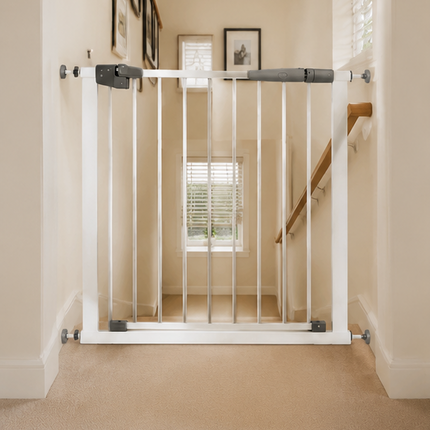 Baby Stair Gate | Pressure Fit Auto-Close Child & Pet Safety Gate – White