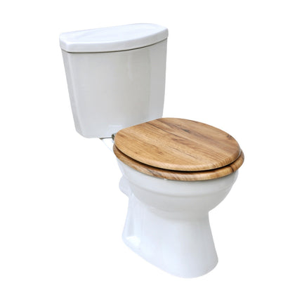 18" UNIVERSAL BATHROOM TOILET SEAT WOODEN EASY FIT WC SEAT WITH FITTINGS