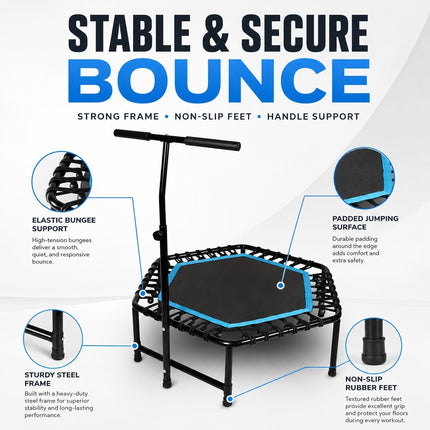 Fitness Trampoline With Adjustable T Shaped Handle Bar Exercise Rebounder 45inch