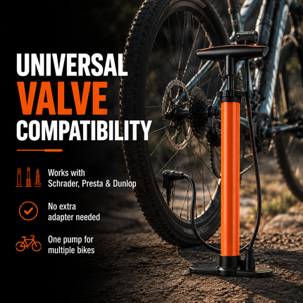 Bike Pump Bicycle Floor Air Pump With Gauge Presta & Schrader tire 140Psi