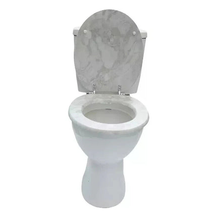 18" UNIVERSAL BATHROOM TOILET SEAT GREY MARBLE STONE CLOSE WC SEAT + FITTINGS