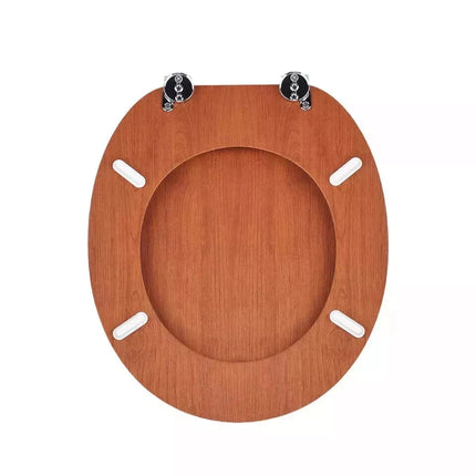 18" Toilet Seat With Fittings Easy Fit MDF Wooden Universal Bathroom WC Seat
