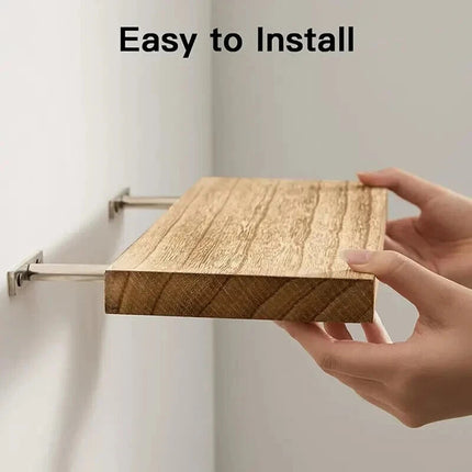 Floating Shelves Set of 3 Wall Mounted Paulownia Wood Storage Display Shelf Kit