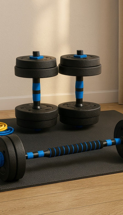 50KG Adjustable Dumbbell Barbell Set with Connecting Rod for Home