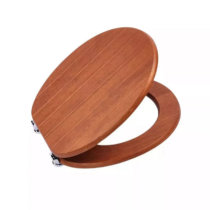 18" Toilet Seat With Fittings Easy Fit MDF Wooden Universal Bathroom WC Seat
