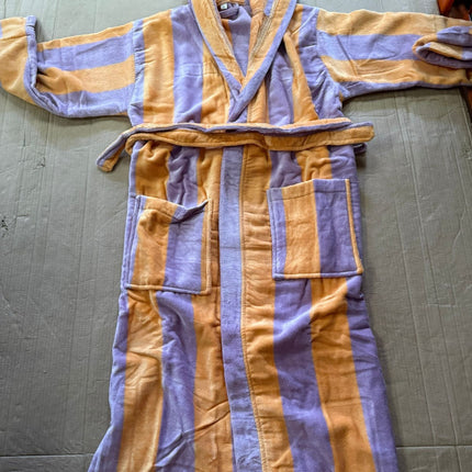 Small Peach Lilac Unisex Cotton Terry Bathrobe Gown Soft Spa Robe Men Women