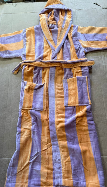 Small Peach Lilac Unisex Cotton Terry Bathrobe Gown Soft Spa Robe Men Women