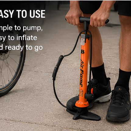 Bike Floor Pump 140 PSI with Gauge Bicycle Air Pump for Presta & Schrader Valves