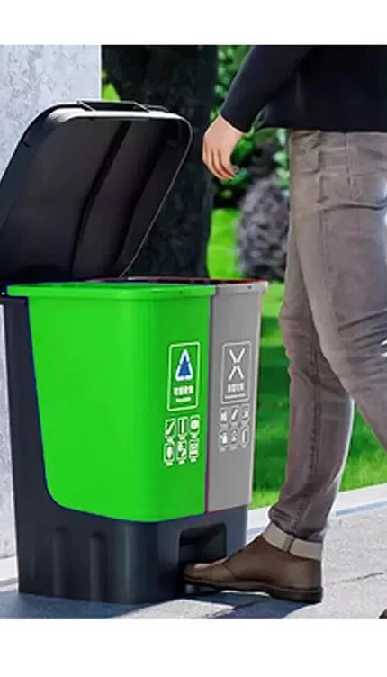 16L Recycling Pedal Bin Double Compartment Kitchen Waste Dustbin