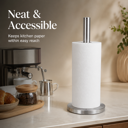 Kitchen Roll Holder Stainless Steel Freestanding Paper Towel Stand Silver 32.5cm