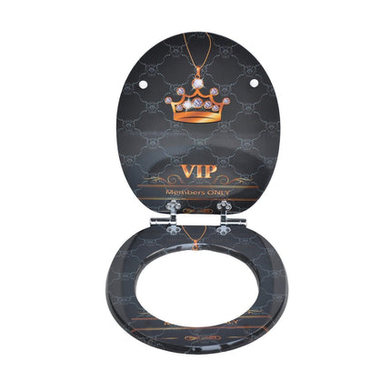 18'' Universal Wooden Toilet Seat Easy Fit Bathroom WC Seat with Fittings