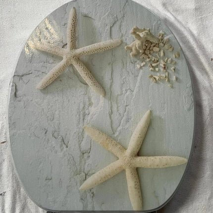 18" Universal Toilet Seat Starfish Pebbles Novelty Bathroom WC Seat With Fitting