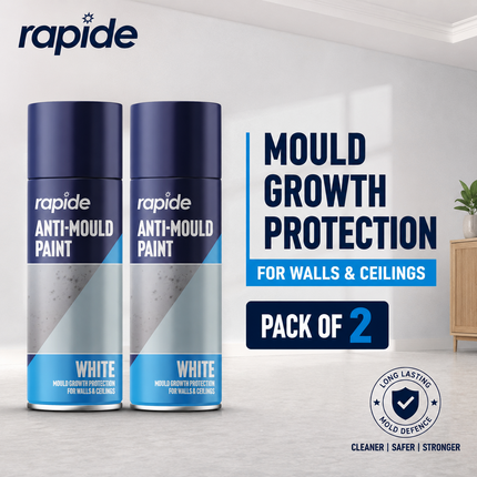 2-Pack Anti Mould Spray Paint Durable One Coat White Aerosol Can Rapide 400ml