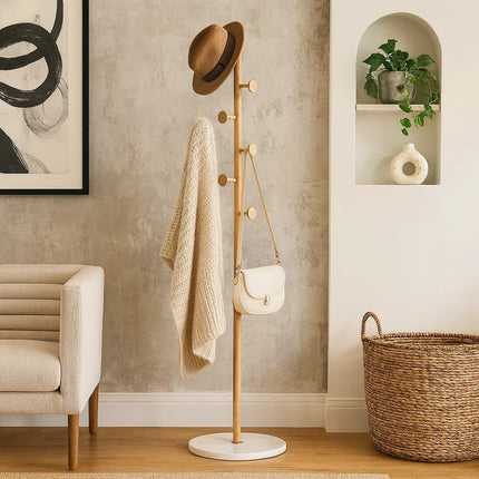 Metal Coat Stand Rack 8 Hooks Clothes Jacket Umbrella Hanger Organizer Hallway